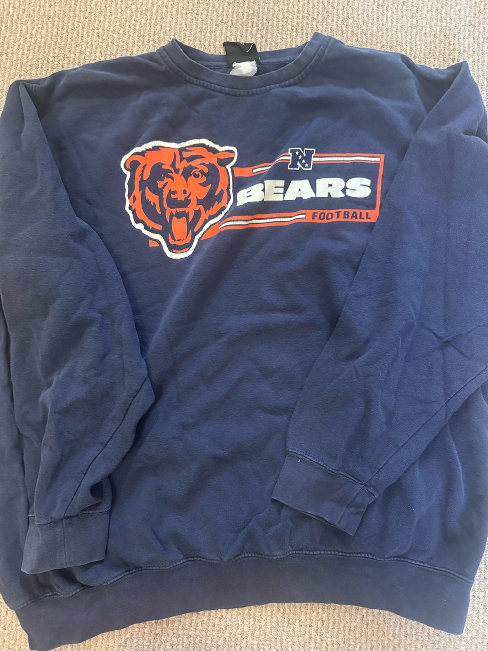 NFL Navy Blue Chicago Bears Pullover Sweatshirt with Orange Logo